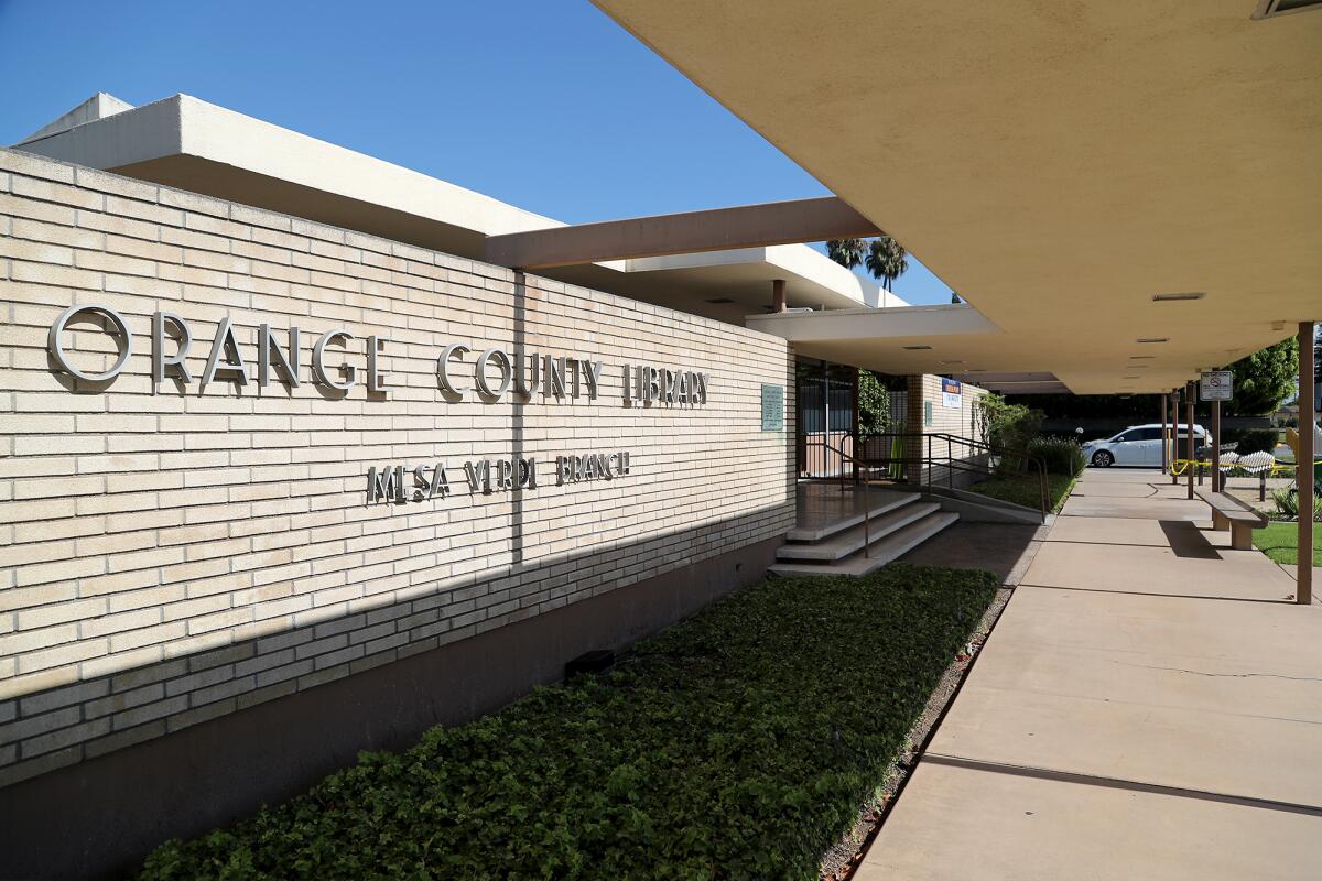 The Orange County Library, Mesa Verde Branch Library in Costa Mesa. 