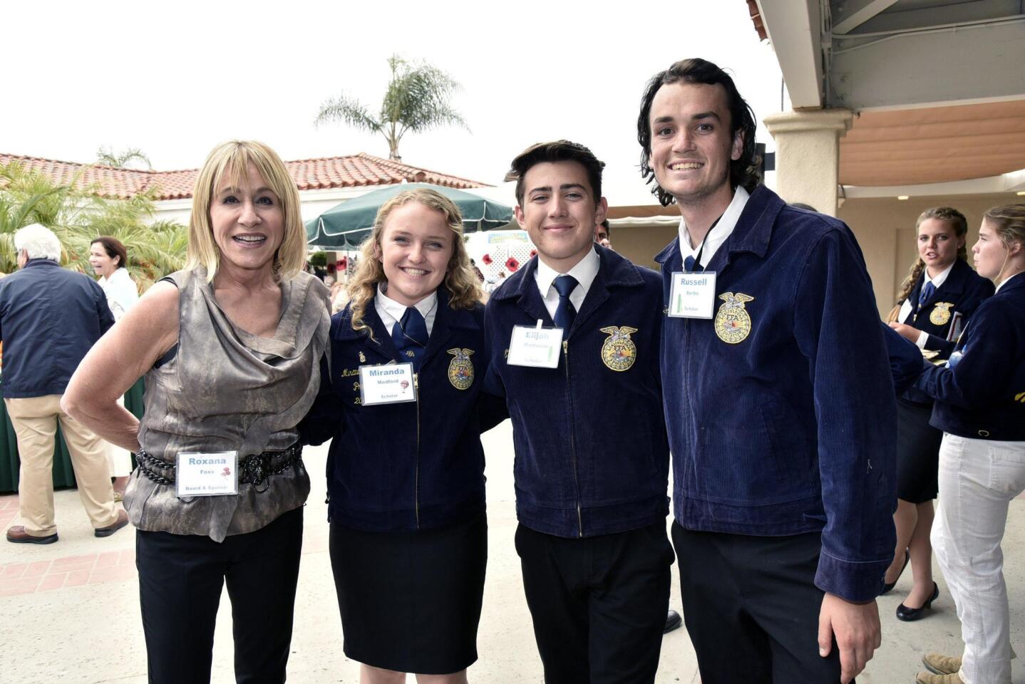 Gala co-chair/Silver sponsor/Board Chairman Roxana Foxx with scholarship recipients Miranda Medford, Elijah Martineau, and Russell Sorbo,who captured the highest honors, a $5,000 FFA Scholarship, plus the $5,000 Spanjian Family Scholarship, awarded to the single most outstanding applicant