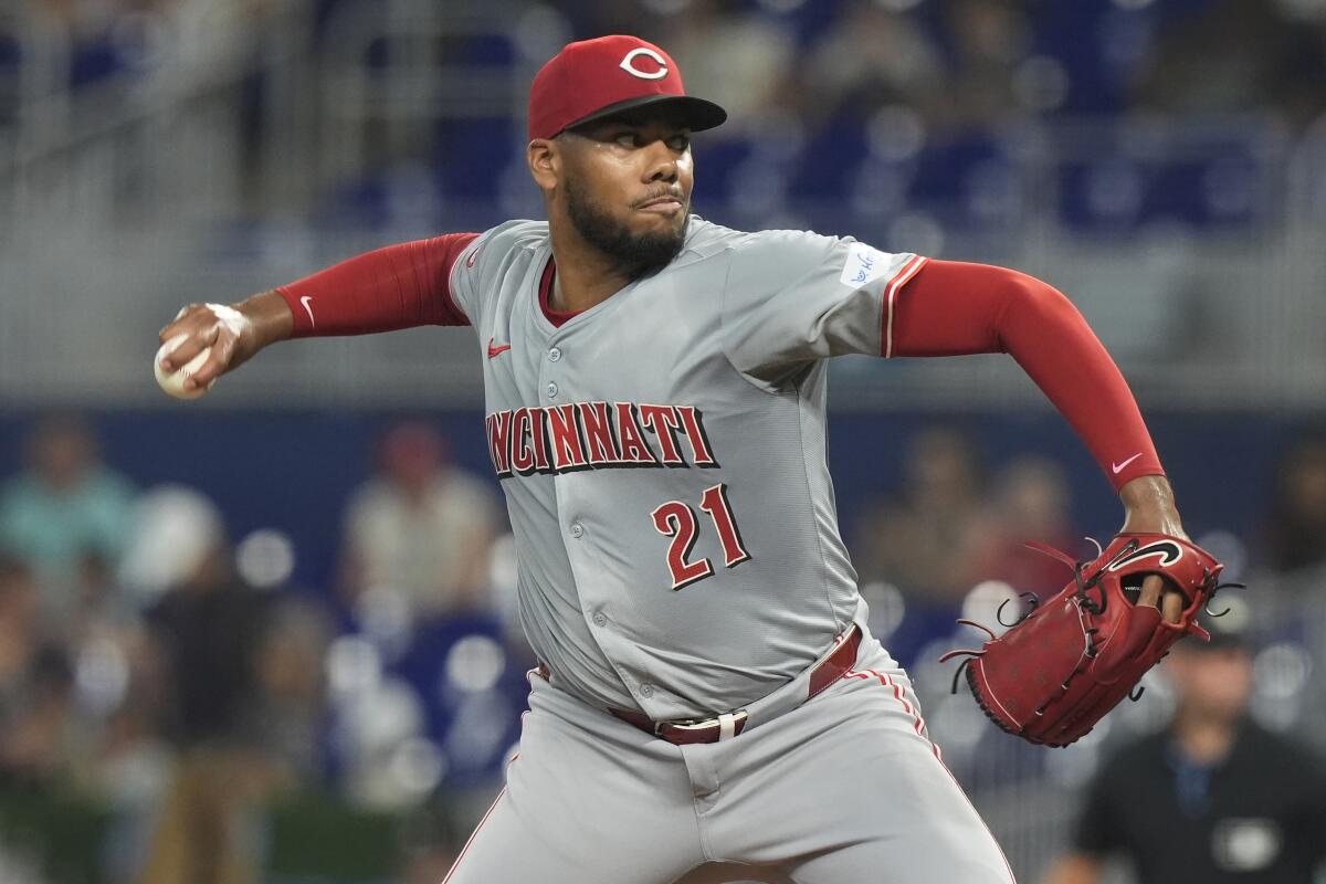 Hunter Greene throws a pitch for the Reds