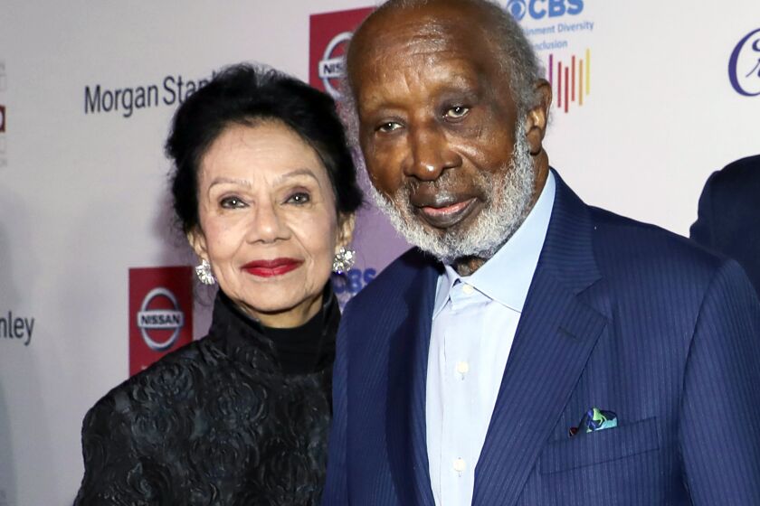 FILE - Jacqueline Avant, left, and Clarence Avant appear at the 11th Annual AAFCA Awards in Los Angeles on Jan. 22, 2020. Jacqueline Avant was fatally shot early Wednesday, Dec. 1, 2021, in Beverly Hills, Calif. (Photo by Mark Von Holden Invision/AP, File)