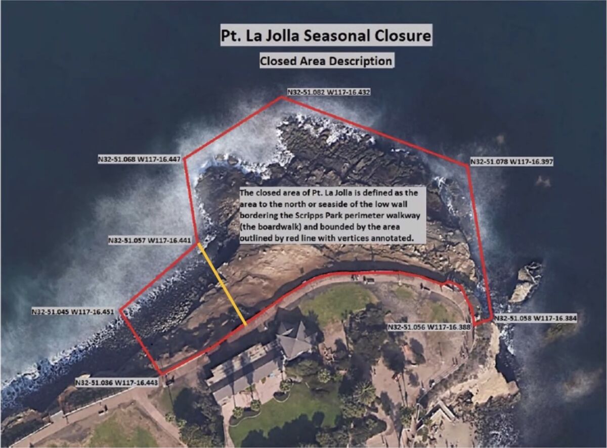An updated map of the city of San Diego's plan for a seasonal closure of Point La Jolla