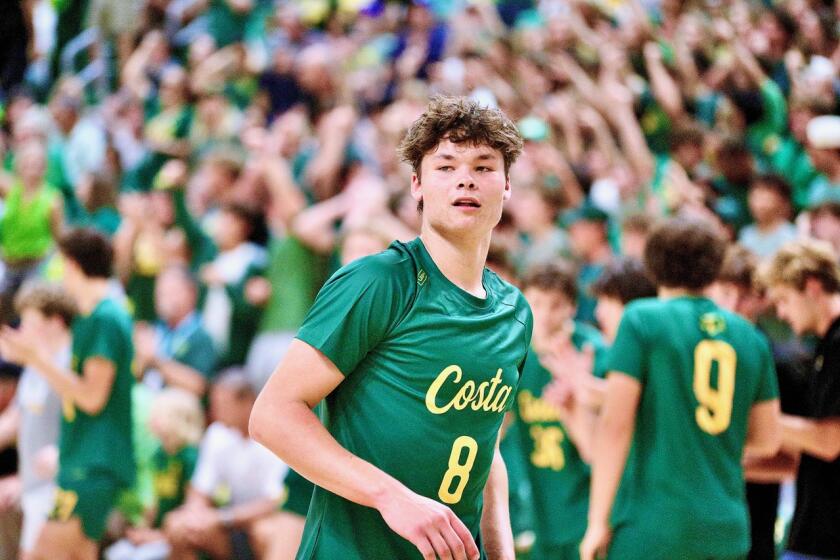 Mateo Fuerbringer of Mira Costa is a 6-foot-5 junior volleyball player committed to UCLA.