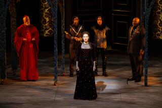 (from left) Mike Sears as Cardinal, Ian Lassiter as Gloucester, Elizabeth A. Davis as Margaret, Keshav Moodliar as King Henry VI, and Victor Morris as Salisbury in Henry 6. Photo by Rich Soublet II.