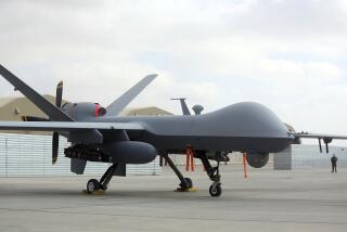 FILE - A U.S. MQ-9 drone is on display during an air show at Kandahar Airfield, Afghanistan, Tuesday, Jan. 23, 2018. Russia's defense minister has ordered officials to prepare a “response” to U.S. drone flights over the Black Sea, the ministry said Friday, June 28, 2024, in an apparent warning that Moscow may take forceful action to ward off the American reconnaissance aircraft. (AP Photo/Massoud Hossaini, File)