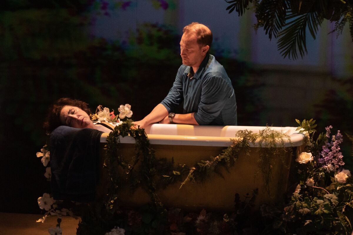 Catalina Maynard and Christian Haines in Cygnet Theatre's "Water by the Spoonful."