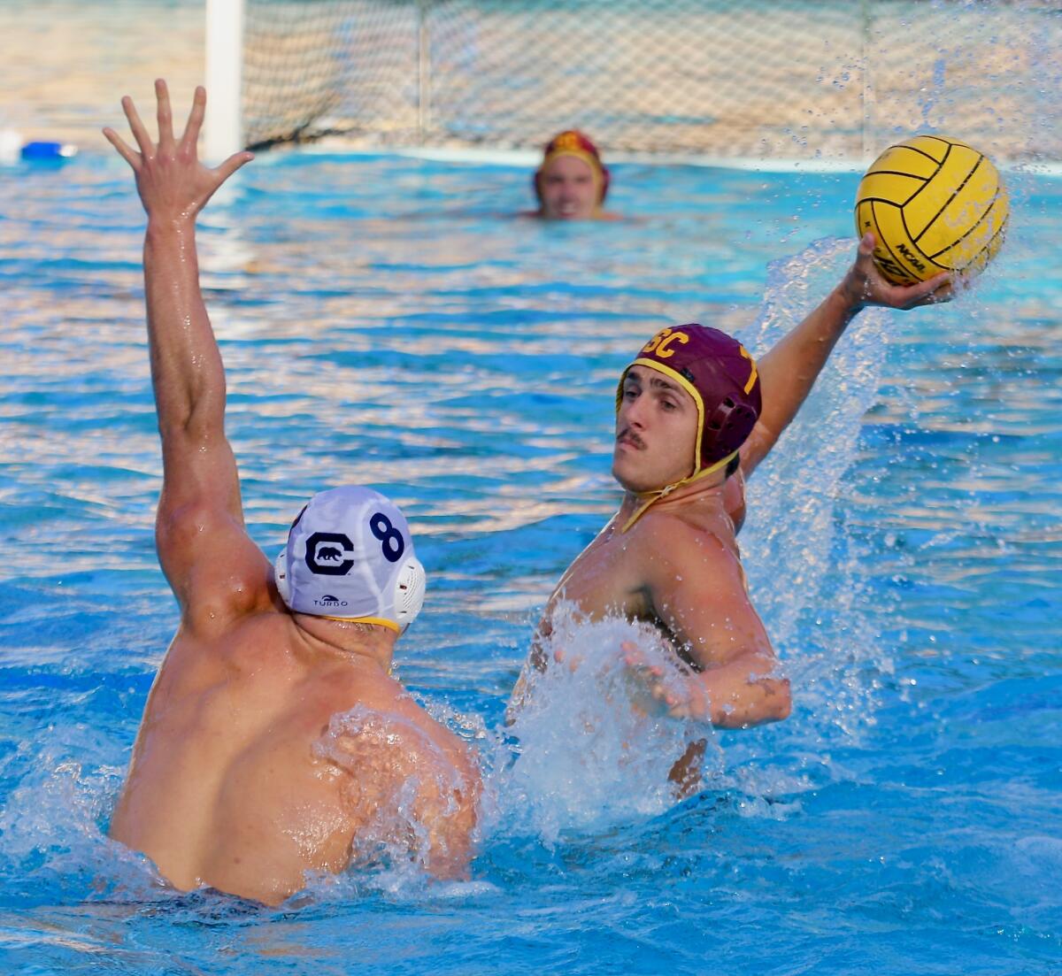 The UC Berkeley and USC men's water polo teams play in the 2021 NCAA championship in Los Angeles.