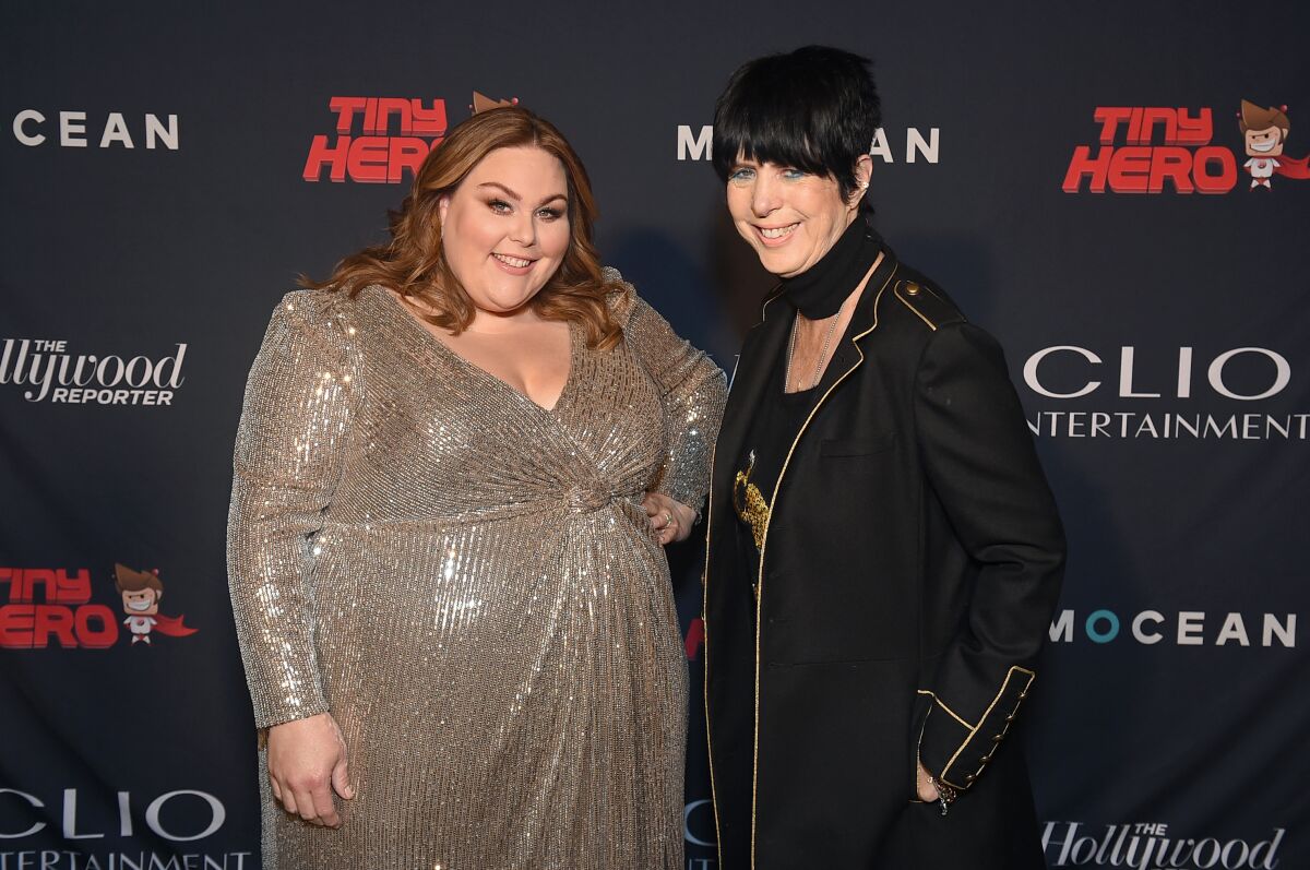 Chrissy Metz, left, and Diane Warren attend the 2019 Clio Entertainment Awards on Thursday, Nov. 21, 2019, at the Dolby Theatre in Los Angeles.