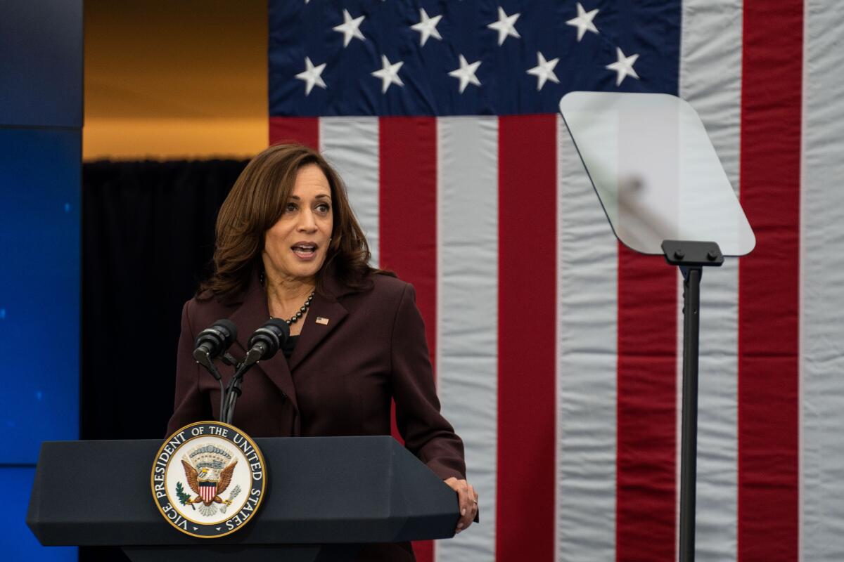 Vice President Kamala Harris attends a meeting of the National Space Council in Washington on Dec. 1. 