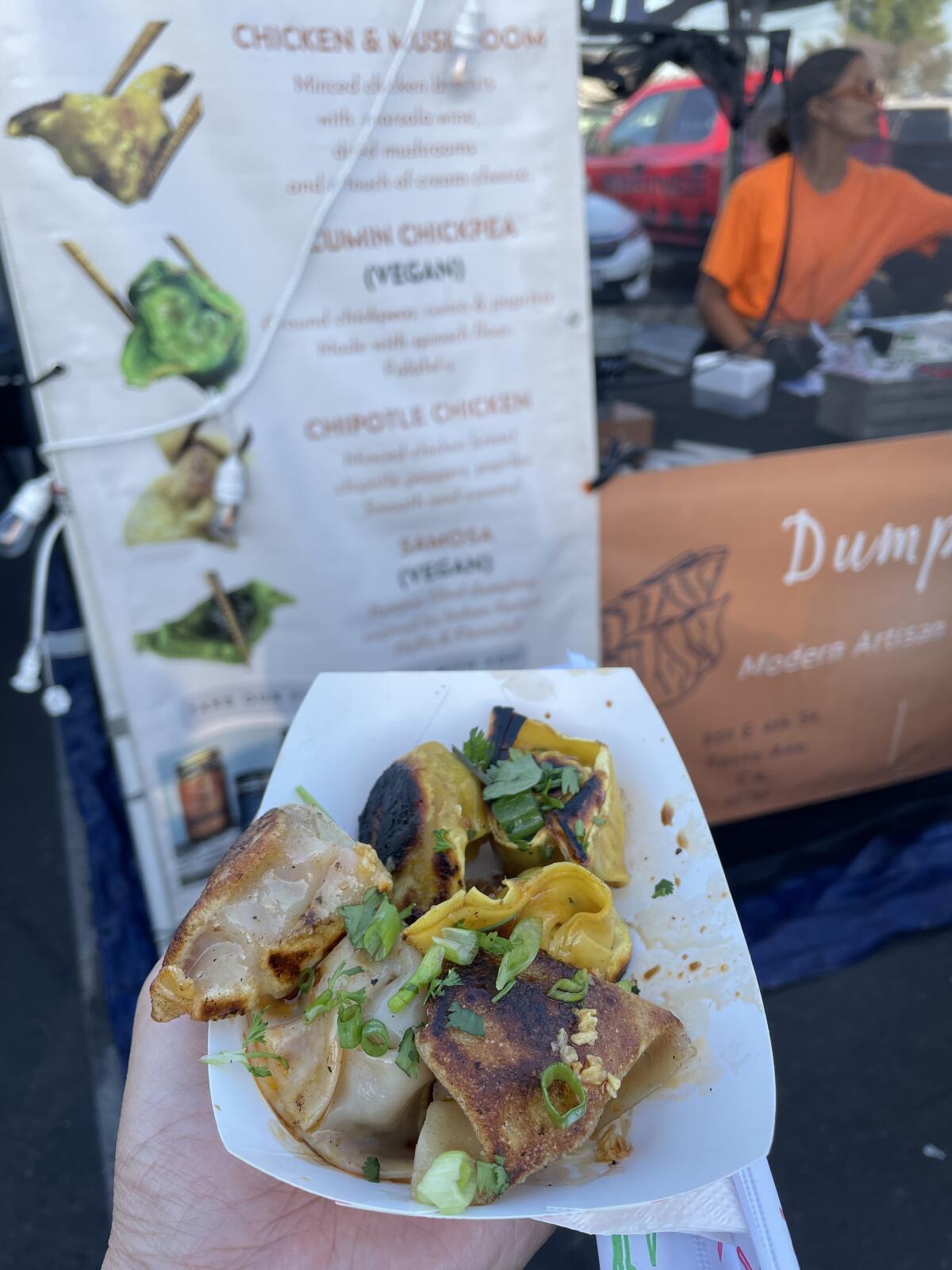 Dumplings from Aro Chili at the Huntington Beach Weekend Night Market.