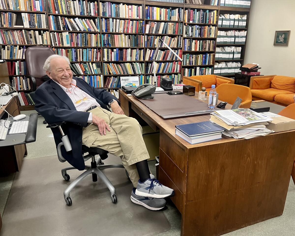 Nobel laureate Rudy Marcus in his Caltech office, where he's a chemistry professor.