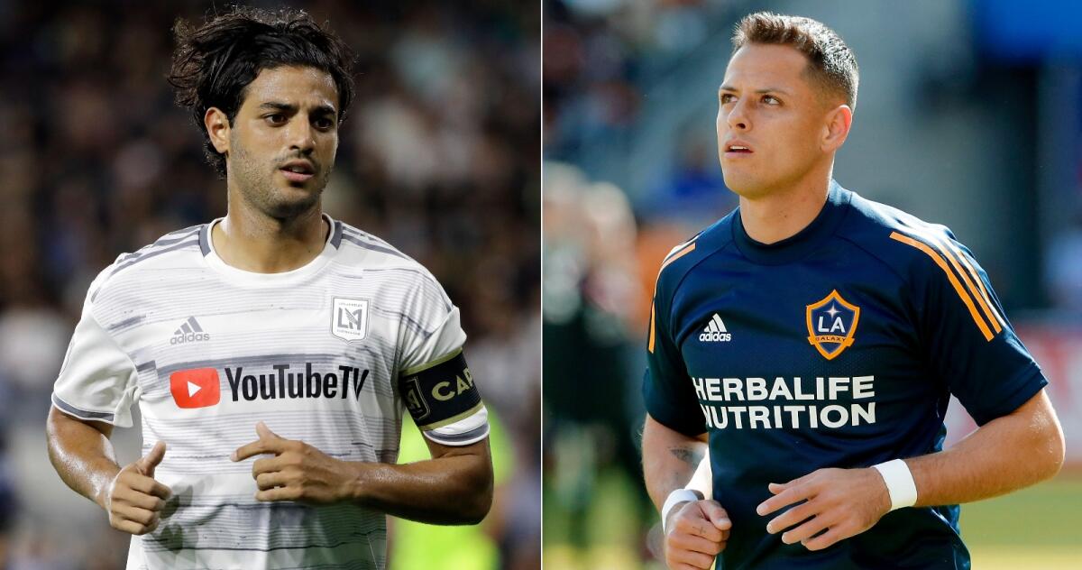 LAFC's Carlos Vela, left, and Galaxy's Javier 'Chicharito' Hernández