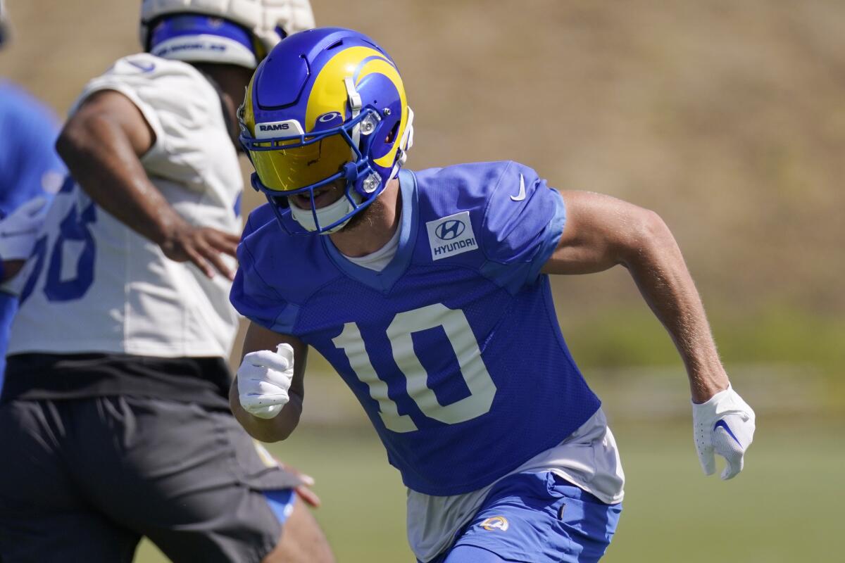 Rams wide receiver Cooper Kupp runs a drill during practice Wednesday in Thousand Oaks.