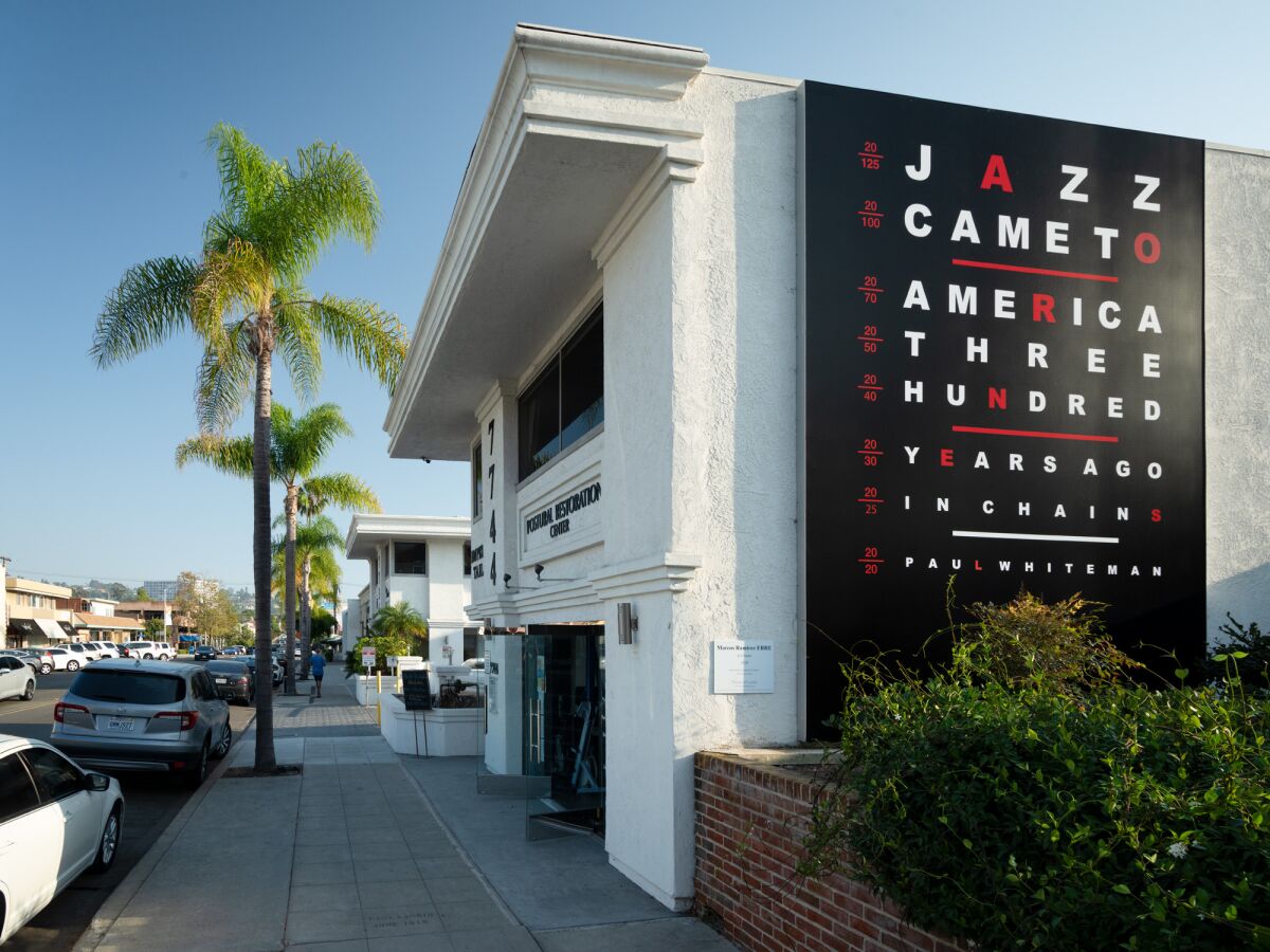 Marcos Ramirez ERRE's "In Chains," a new addition to the Murals of La Jolla collection, is at 7744 Fay Ave.