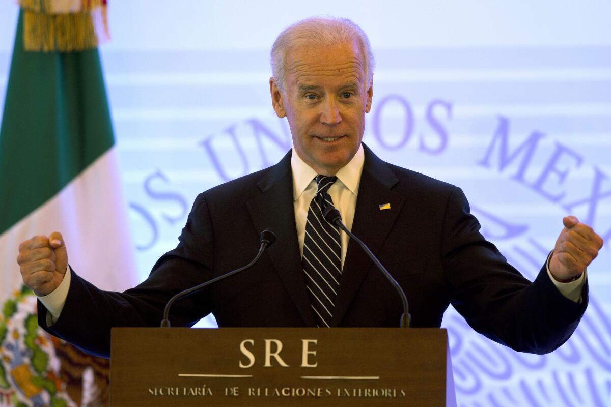 Vice President Joe Biden speaks at the U.S.-Mexico High Level Economic Dialogue in Mexico City on Friday.