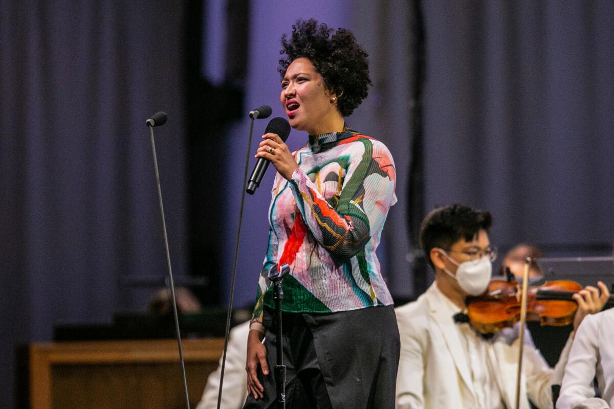 Soprano Julia Bullock performs last week with the Los Angeles Philharmonic at the Hollywood Bowl.