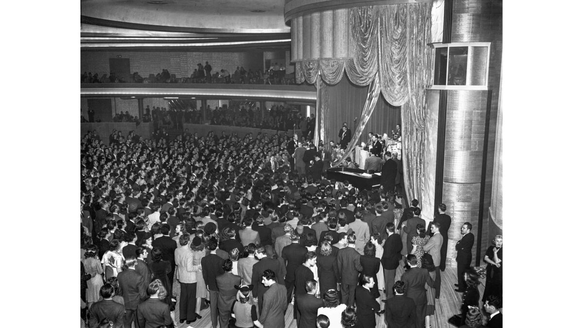 Oct. 31, 1940: A large crowd watches ceremonies onstage in front of the Tommy Dorsey band at the opening of the Hollywood Palladium.
