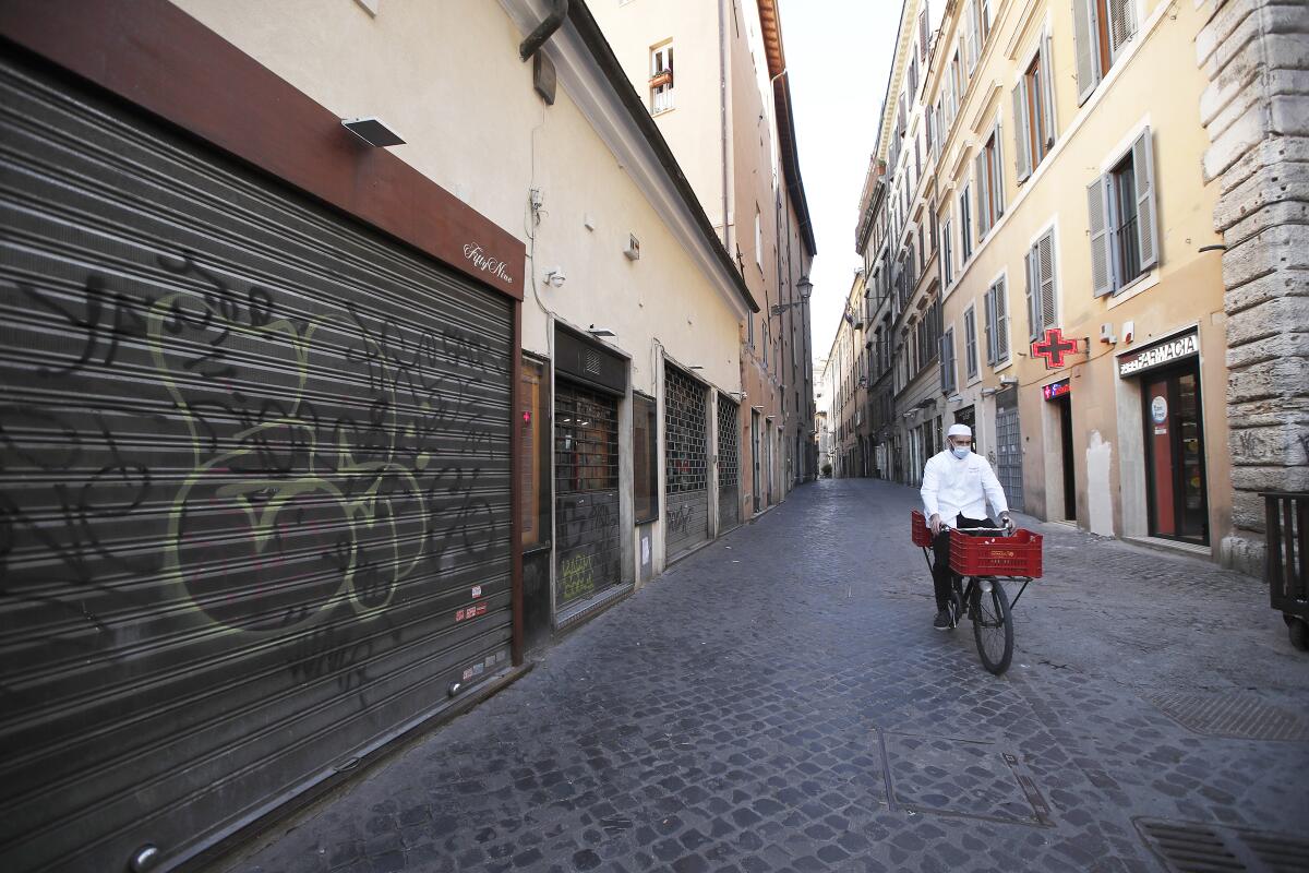Closed shops in downtown Rome