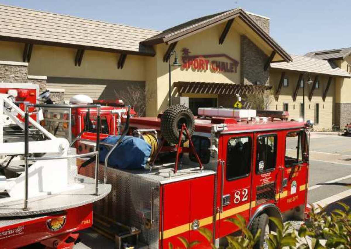 Los Angeles County Fire responded to an explosion at Sports Chalet in La Cañada Flintridge.