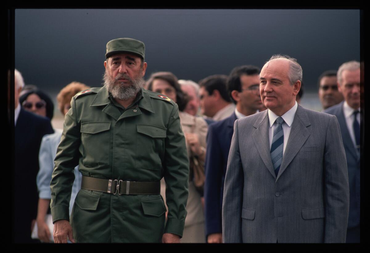 Mikhail Gorbachev and Cuban leader Fidel Castro in Havana in 1989.