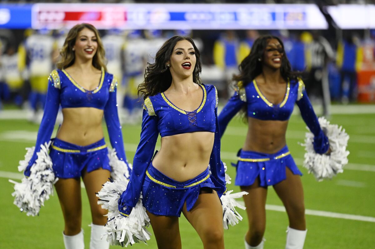 The Los Angeles Rams cheerleaders perform during a game.