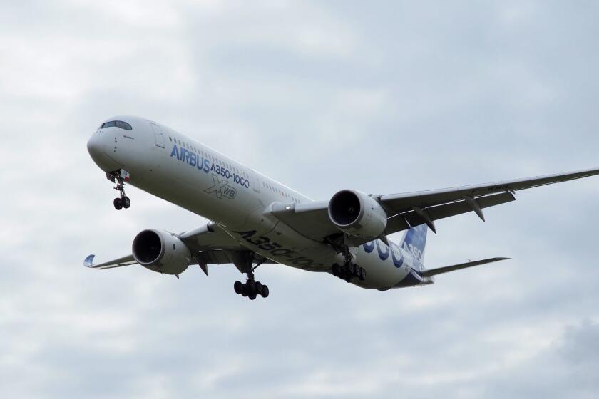(FILES) In this file photo taken on February 8, 2019 an Airbus A350-1000 conducts a test flight over Chateauroux airport, central France. - The US on April 8, 2019 threatened to impose tariff counter measures on European products in response to subsidies received by aircraft maker Airbus. In a statement, the office of the US Trade Representative (USTR) said the World Trade Organization (WTO) had repeatedly found that EU subsidies to Airbus have caused adverse effects to the United States. (Photo by GUILLAUME SOUVANT / AFP)GUILLAUME SOUVANT/AFP/Getty Images ** OUTS - ELSENT, FPG, CM - OUTS * NM, PH, VA if sourced by CT, LA or MoD **