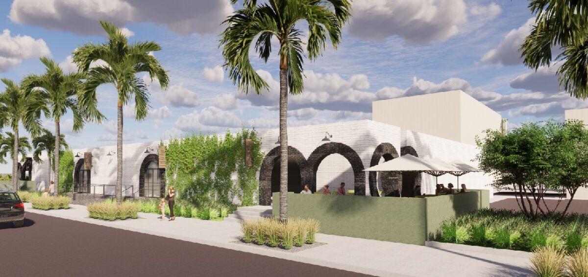 An architectural rendering of the remodel proposed for the North County Times building on South Coast Highway in Oceanside.