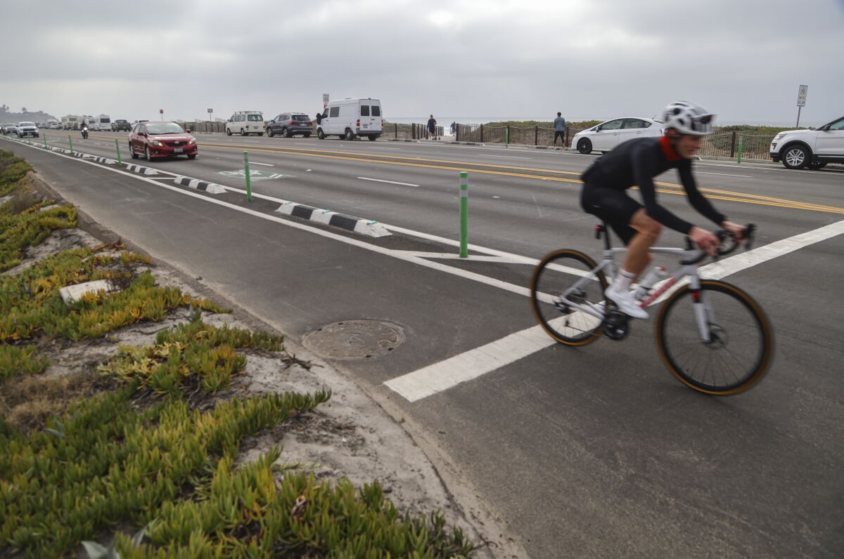 A northbound bicyclist, riding along Highway 101