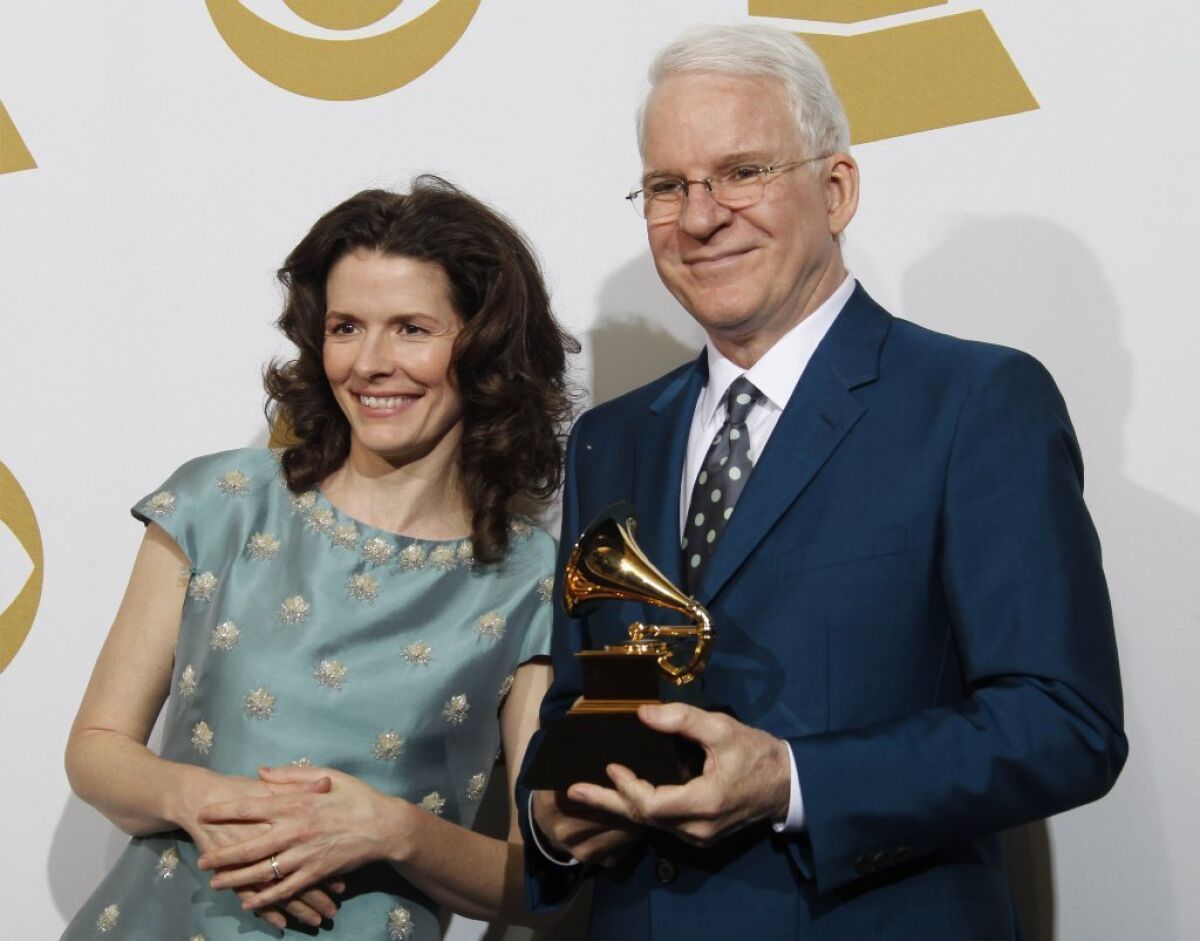 Edie Brickell and Steve Martin at the Grammy Awards in January.