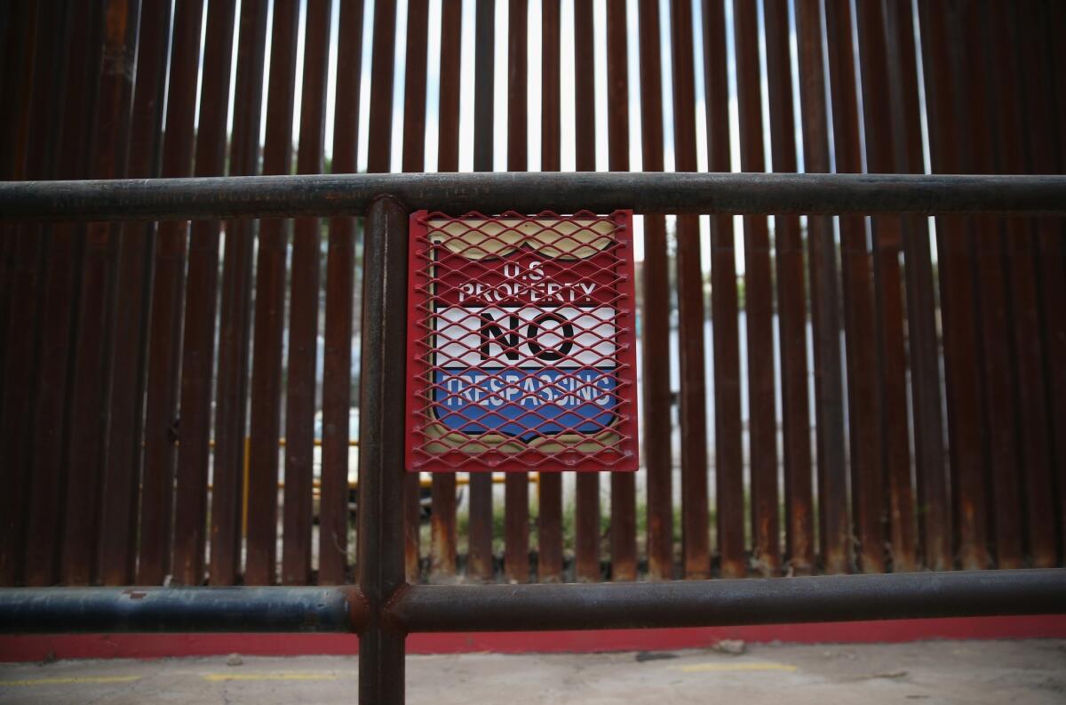 A sign at the U.S. border with Mexico in Nogales, Ariz.