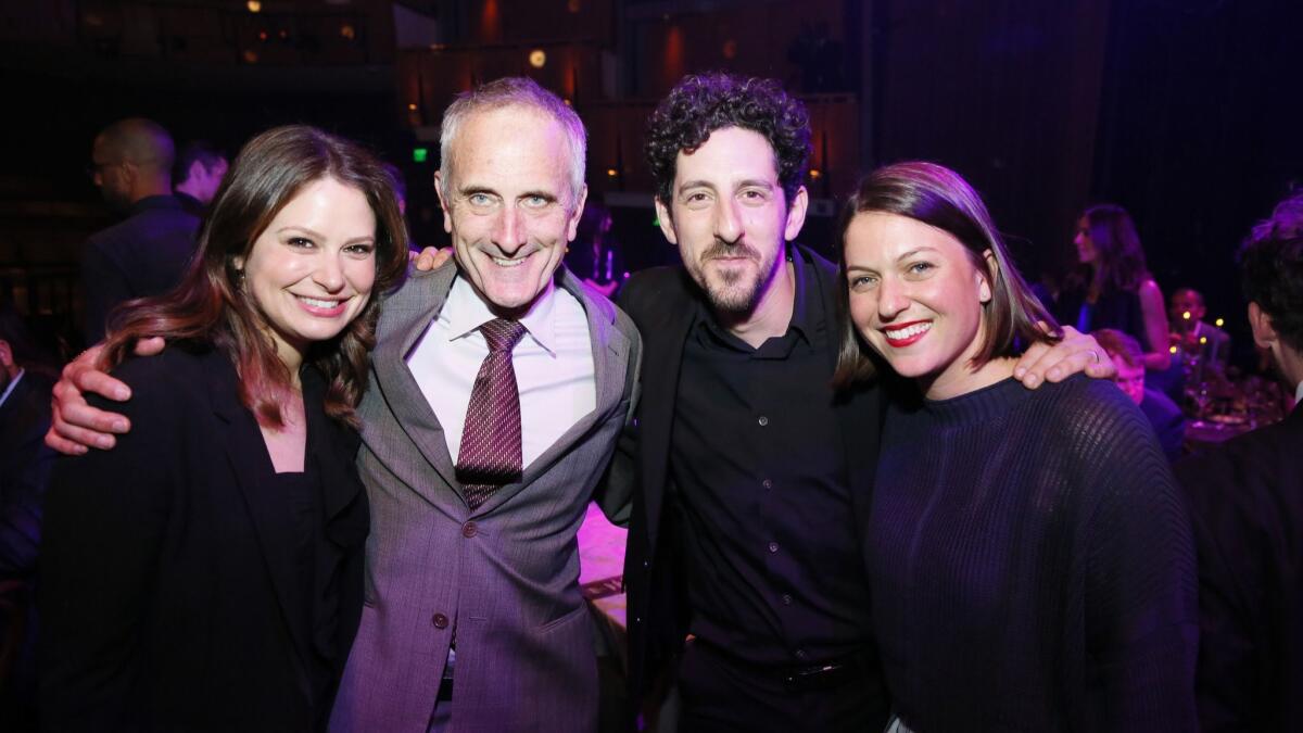 Katie Lowes, from left, Center Theatre Group Associate Artistic Director Neel Keller, Adam Shapiro and Katie Lindsay at Center Theatre Group's "A Grand Night" gala at the Mark Taper Forum and Ahmanson Theatre in Los Angeles on Tuesday night.