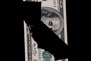 Illustration of the shape of California formed by the negative space between torn pieces of a $100 bill.