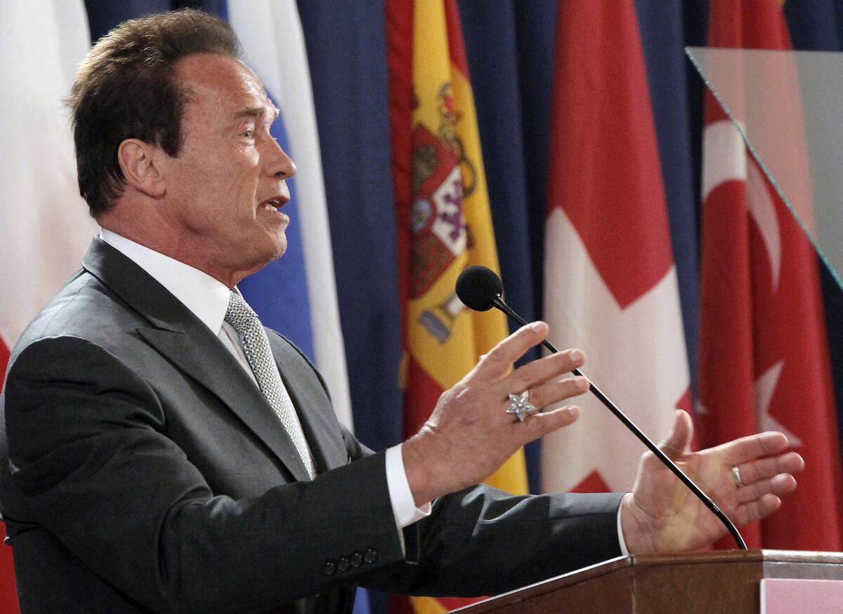 Former California Gov. Arnold Schwarzenegger discusses immigration reform Tuesday at the USC Schwarzenegger Institute for State and Global Policy.
