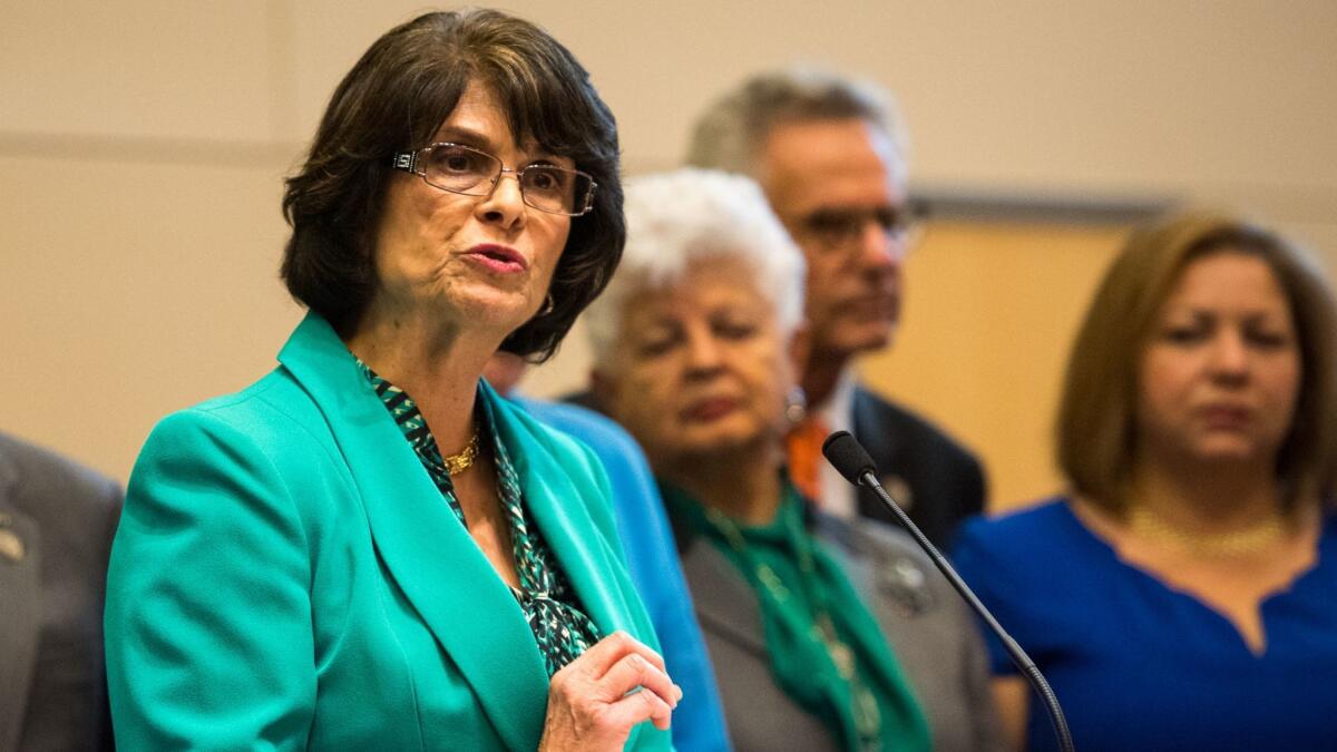 Rep. Lucille Roybal-Allard speaks in Los Angeles on Jan. 16, 2017.