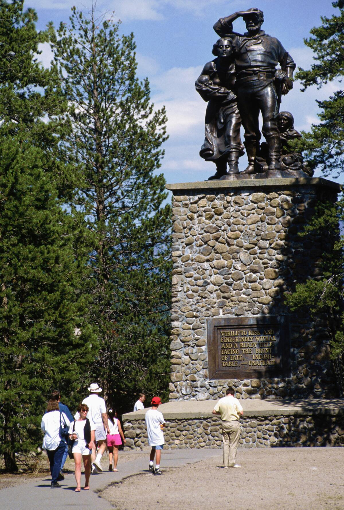The Donner Monument at Donner Memorial State Park in Truckee, Calif.