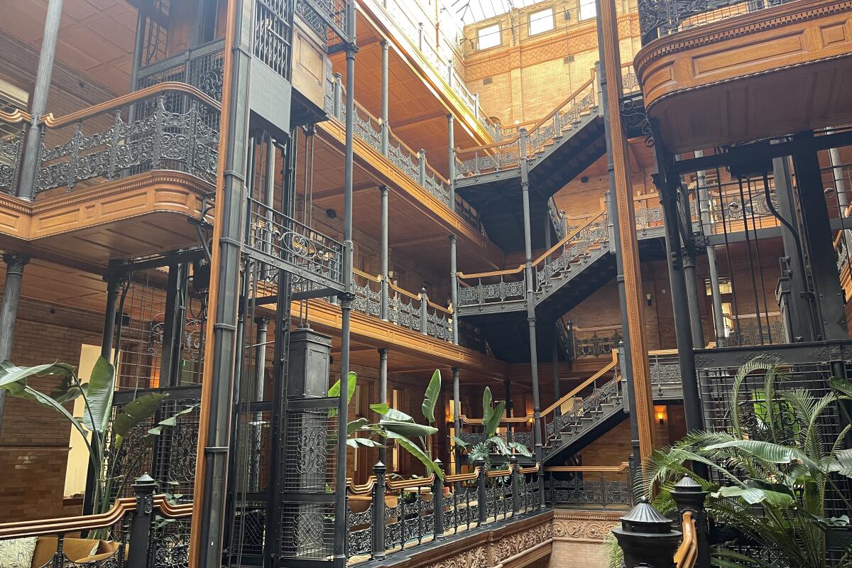 The interior of the Bradbury Building in downtown Los Angeles
