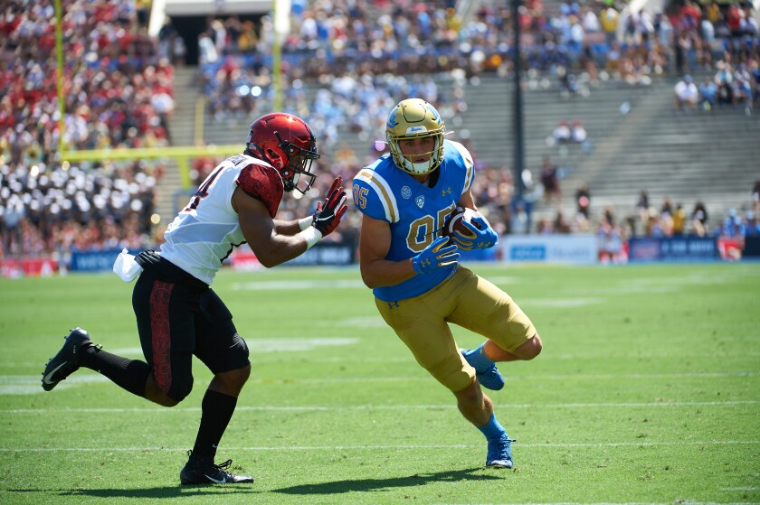 UCLA football player Greg Dulcich, a 2018 St. Francis High graduate, recently received a scholarship from UCLA after being a walk-on player his first two seasons.