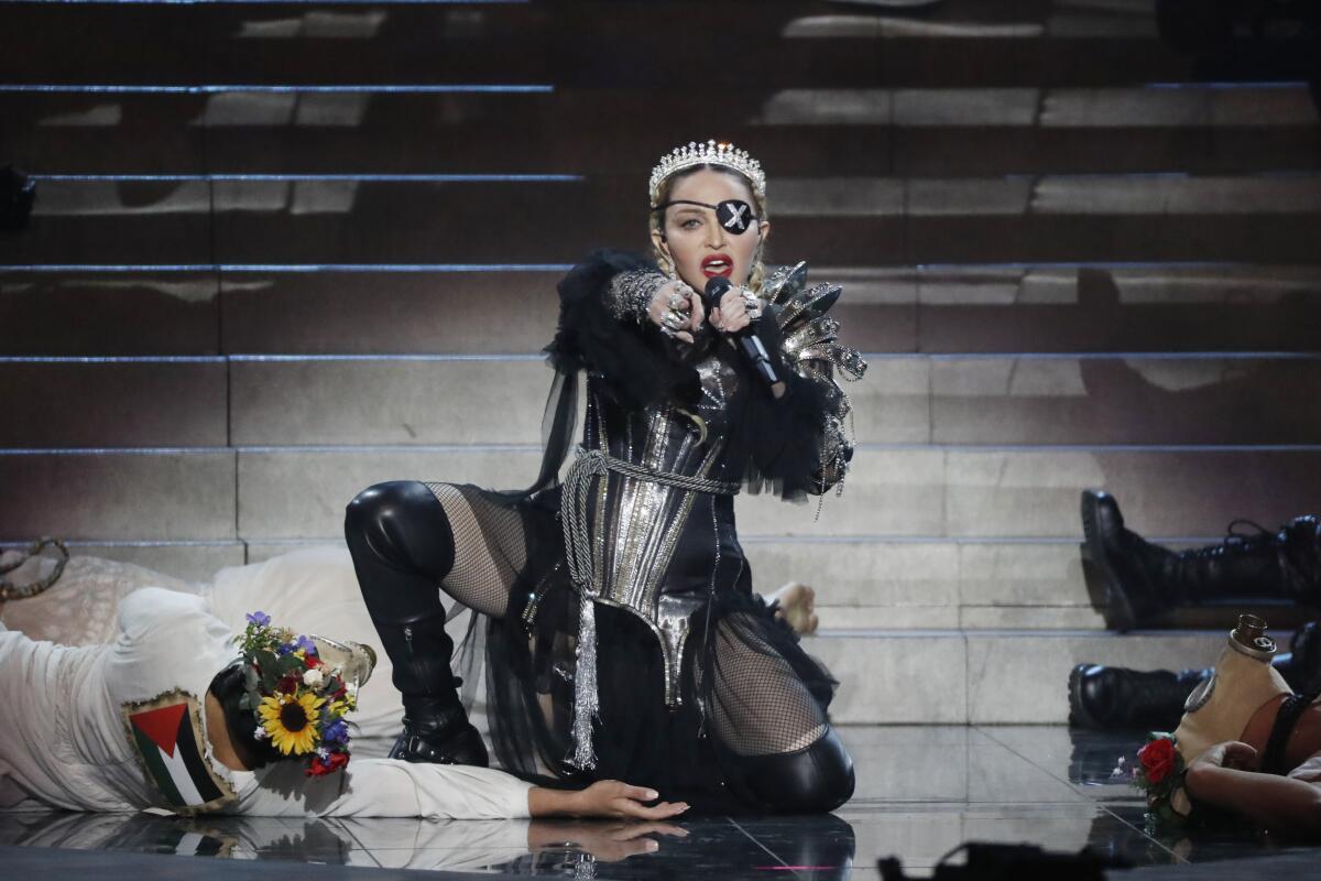 Madonna durante el Eurovision Song Contest en Tel Aviv Fairgrounds, en mayo de 2019.