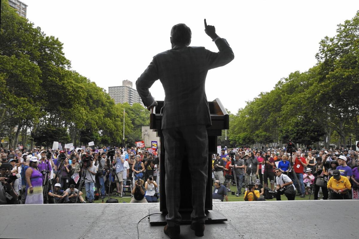 The Rev. Al Sharpton speaks at a rally in Brooklyn, N.Y., on July 18 commemorating the one-year anniversary of the death of Eric Garner.