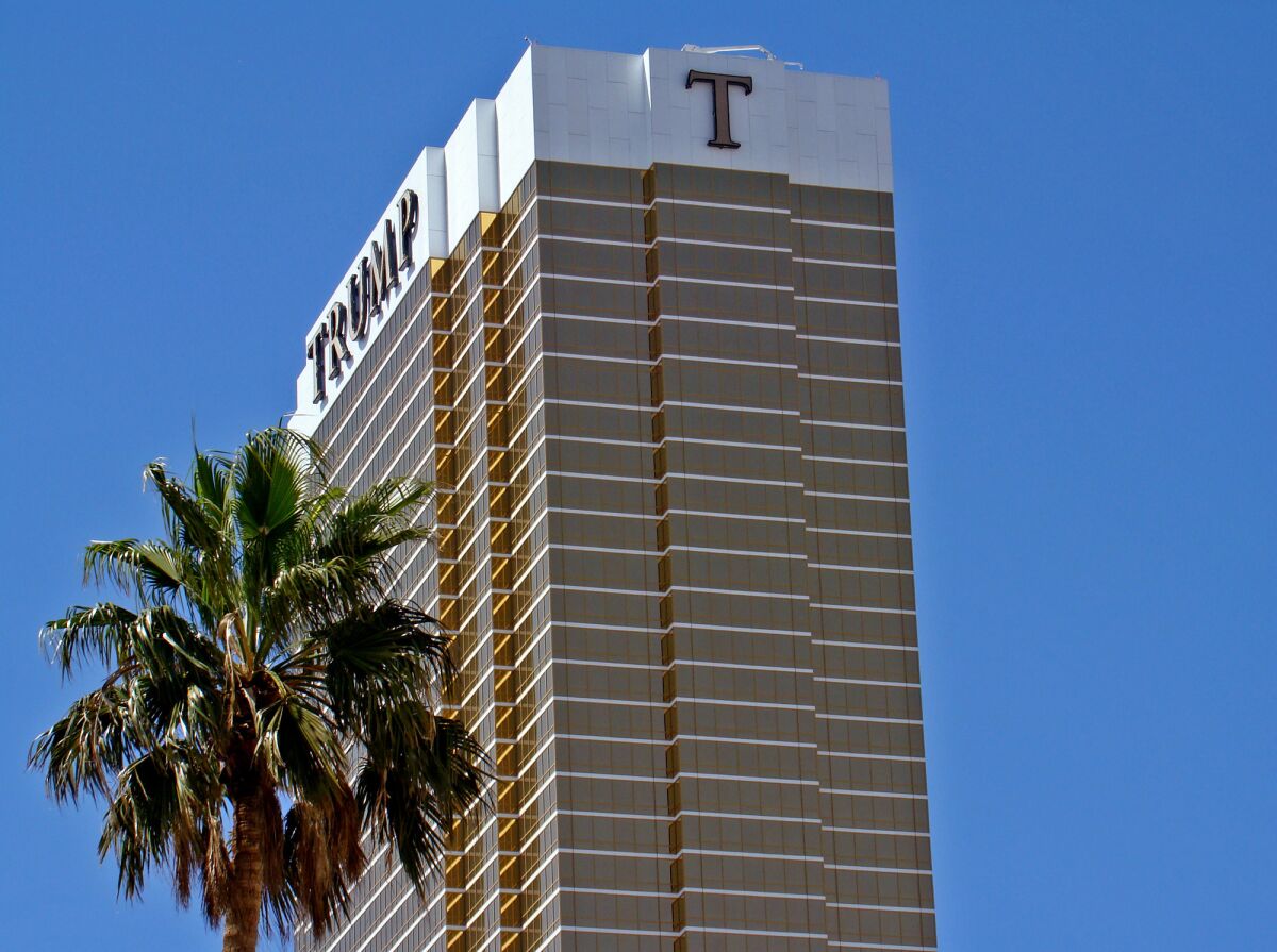 The Trump International Hotel looms over the Las Vegas Strip. 