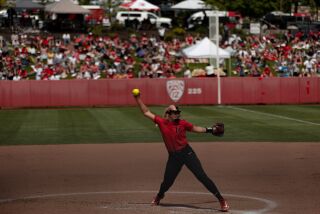 Sarah Lehman started on the mound for San Diego State in Saturday's NCAA Super Regional game.