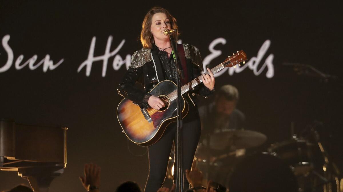 Brandi Carlile performs at the 61st Grammy Awards.