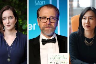 Left: Rebecca Makkai's latest novel takes on the alluring worlds of boarding school and true-crime podcasting. Center: Man Booker prize winner George Saunders of the U.S. poses at the Guildhall in London, during the 2017 Man Booker award ceremony, Tuesday, Oct. 17, 2017. (Chris Jackson/PA via AP) Right: Celeste Ng's new novel, "Our Missing Hearts," is set in a near-future rife with surveillance and xenophobia.