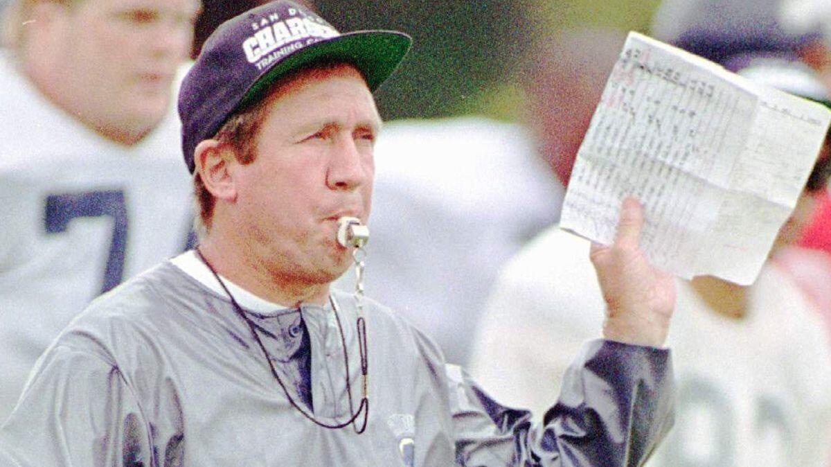 Bobby Ross coached the San Diego Chargers from 1992 to 1996.