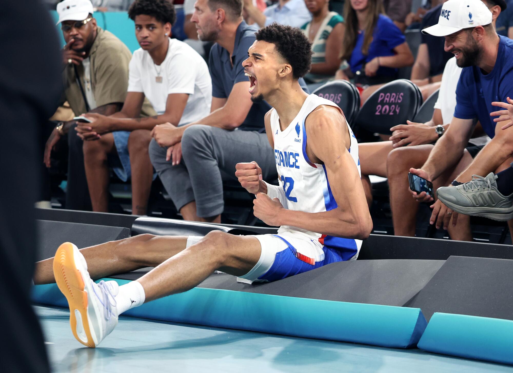 France's Victor Wembanyama during a game against Canada at the 2024 Paris Olympics on Monday. 