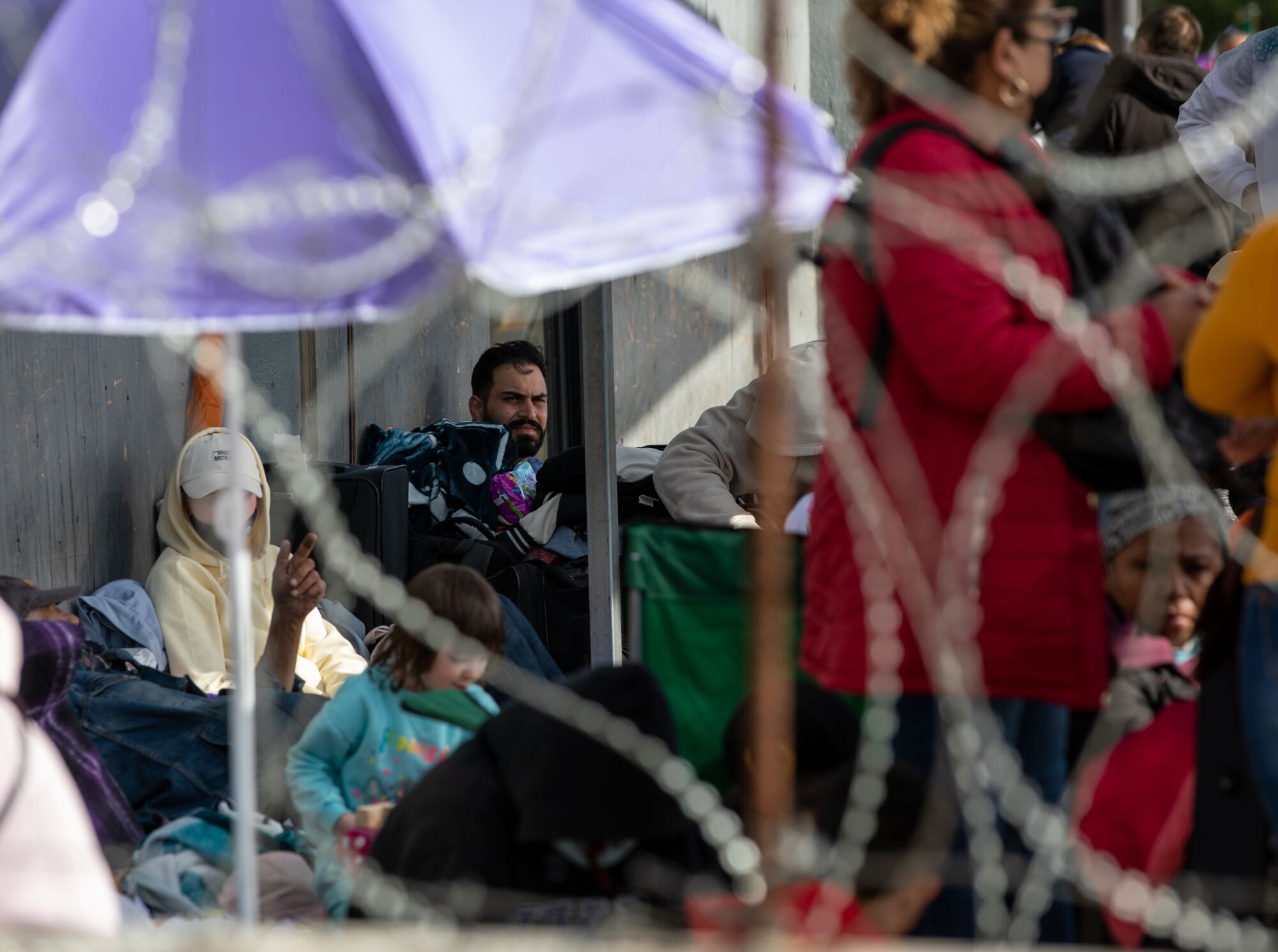 Asylum seekers wait at the San Ysidro Port of Entry hoping to cross into the United States.