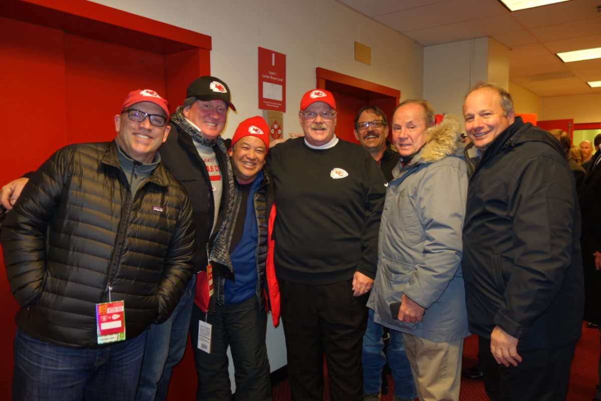 Chiefs coach Andy Reid with his childhood friends.