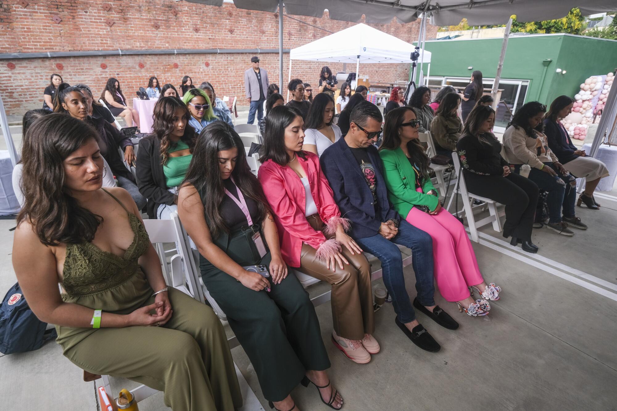 A group of women meditating