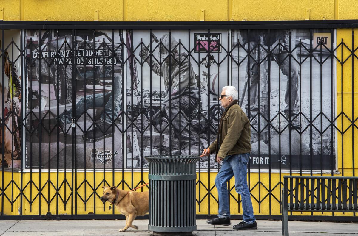 A shuttered shoe store in Canoga Park.