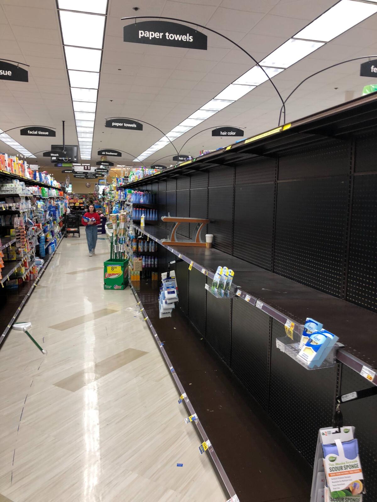 The paper towel aisle at the Ralphs in Malibu.