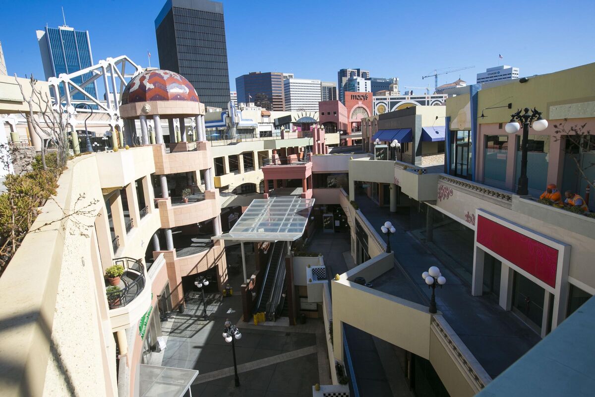 Horton Plaza as photographed on Monday, September 30, 2019, in San Diego, California. Macy's, Jimbo's Naturally and 24 Hour Fitness are the only retailers still operating at the 900,000 square-foot center.